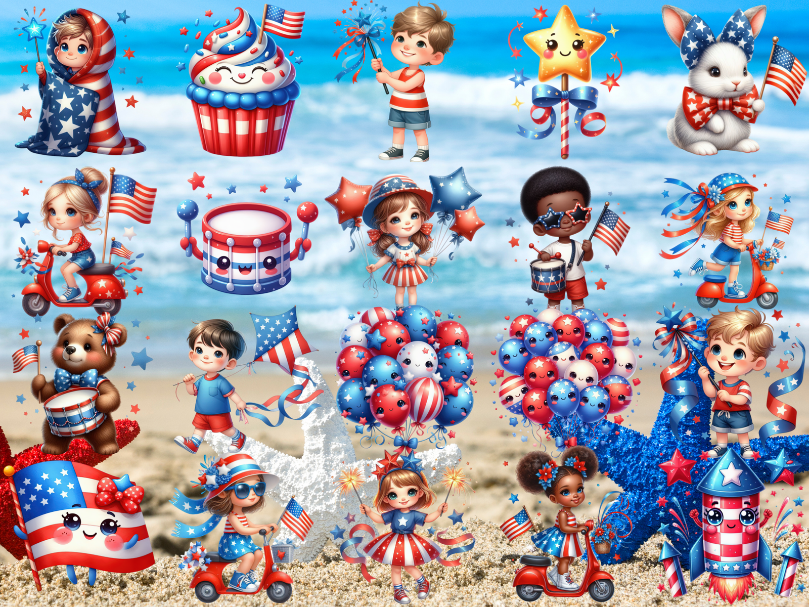 Fourth of July Cuties Clipart (LIMITED EDITION BUNDLE) image 5