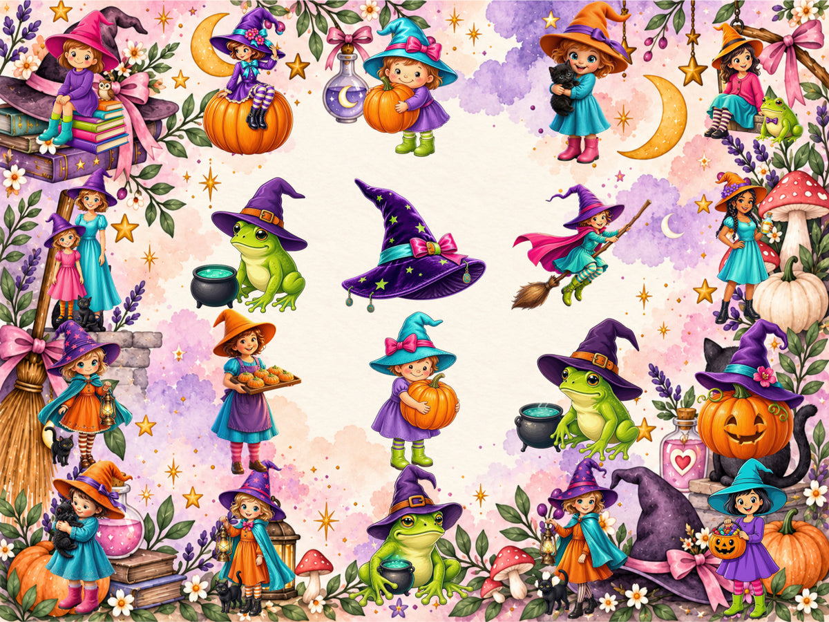 Little Witch Friends Clipart (LIMITED EDITION BUNDLE) image 2