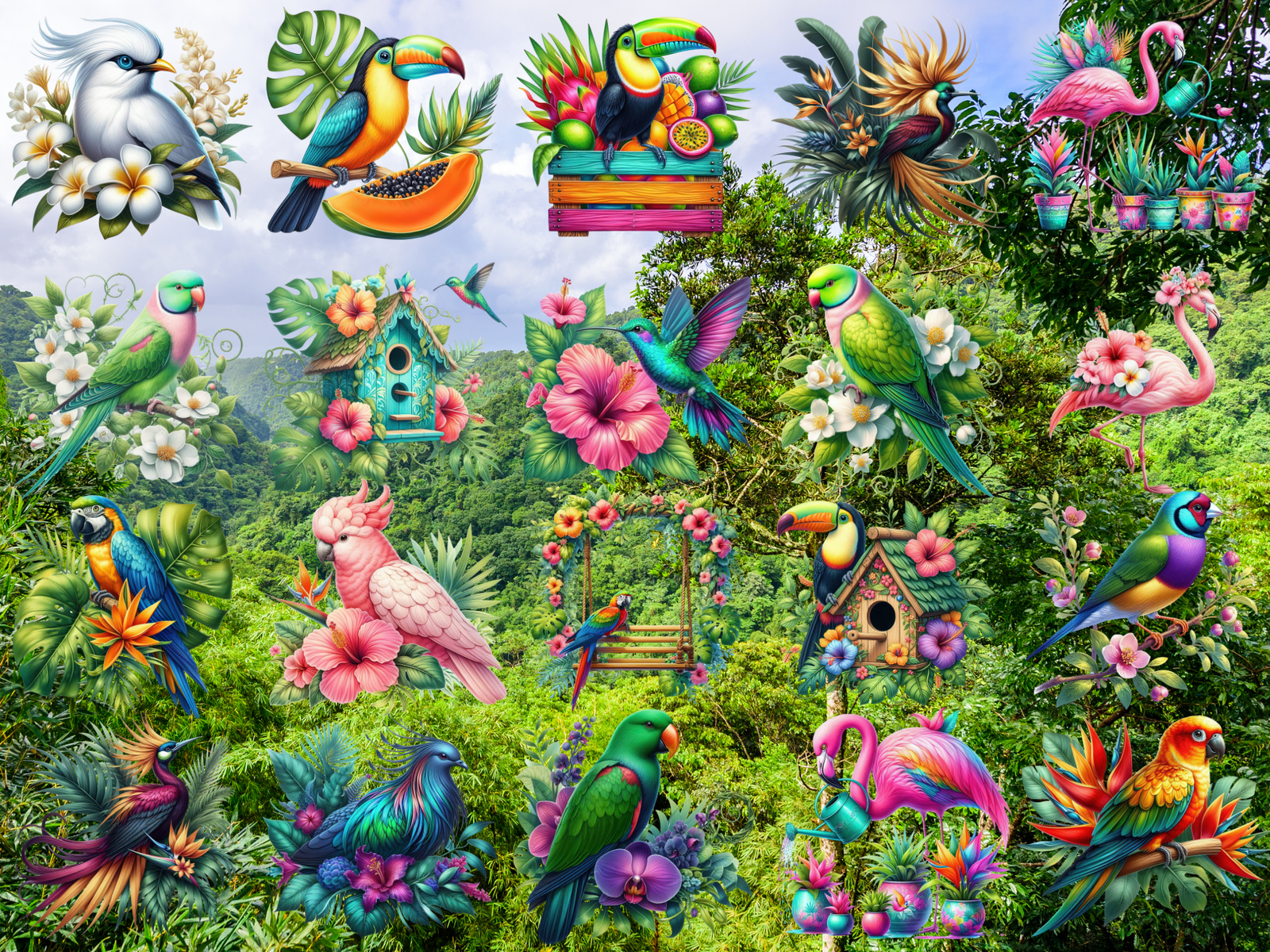 Tropical Bird Garden Clipart (LIMITED EDITION BUNDLE) image 5