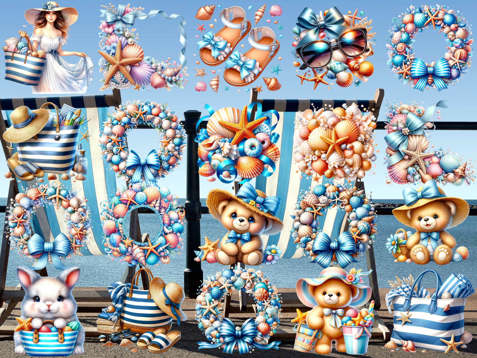 Seashells & Stripes Clipart (LIMITED EDITION BUNDLE) image 5