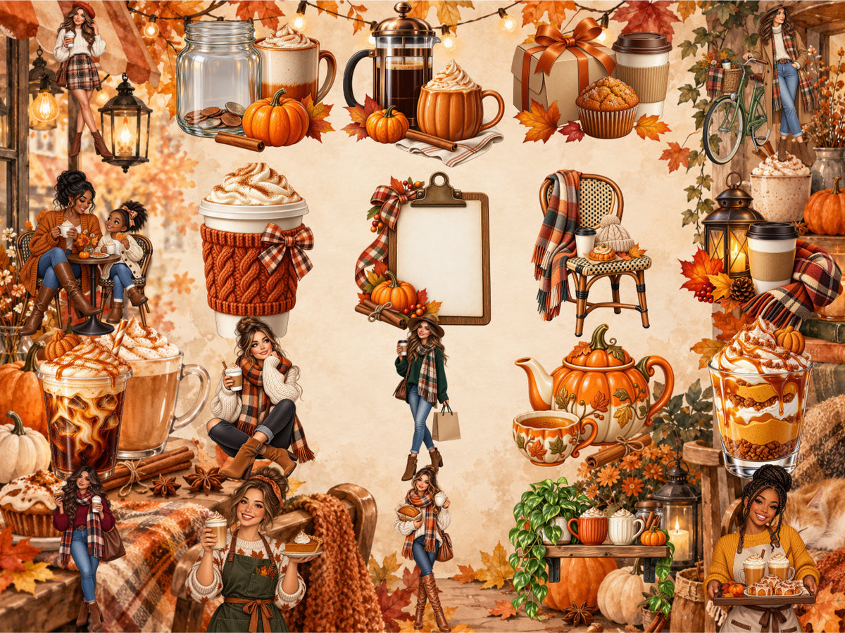 Pumpkin Spice Cafe Clipart (LIMITED EDITION BUNDLE) image 4