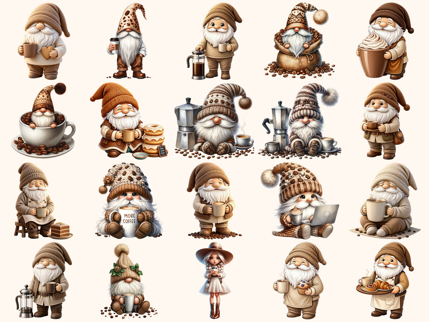 Coffee Gnomes Clipart