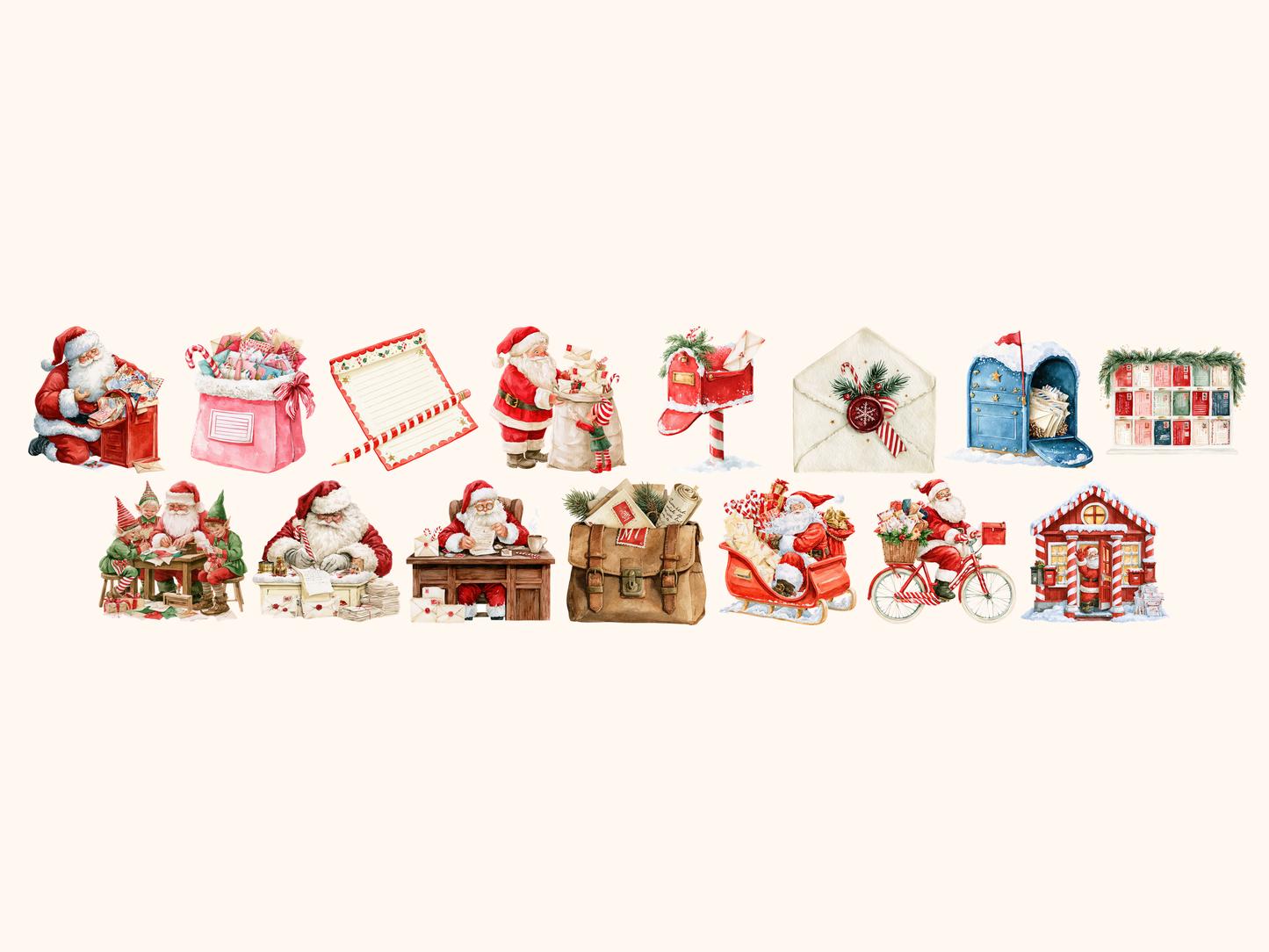 Santa’s Post Office Watercolor Clipart