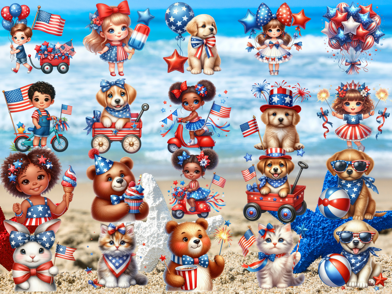 Fourth of July Cuties Clipart (LIMITED EDITION BUNDLE) image 6