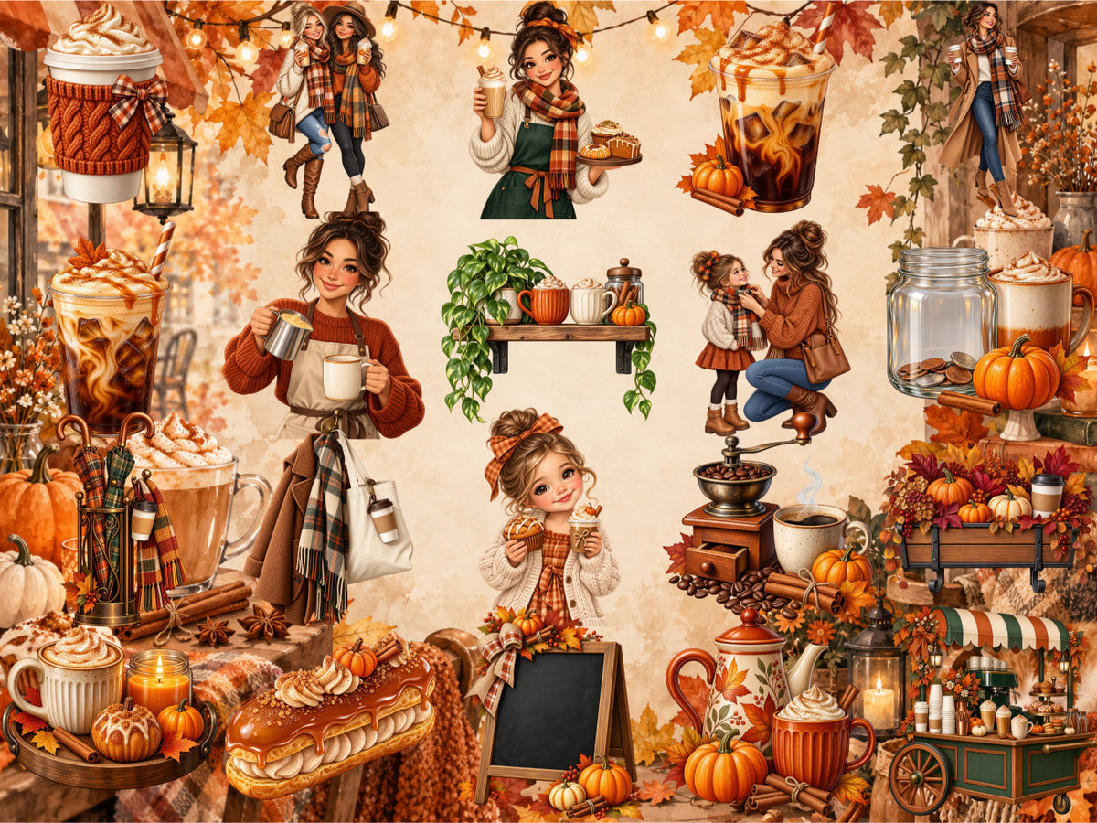 Pumpkin Spice Cafe Clipart (LIMITED EDITION BUNDLE) image 5