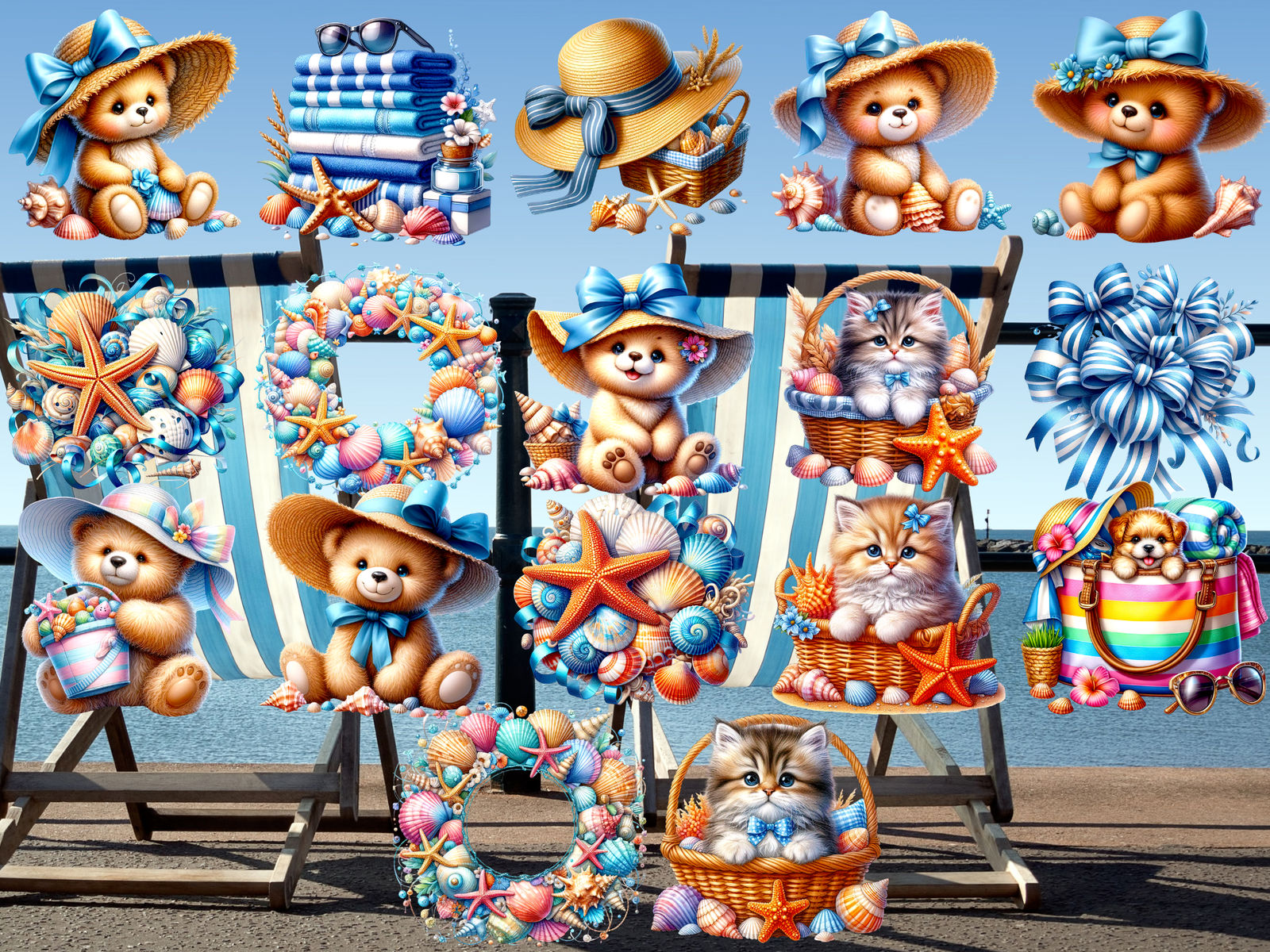 Seashells & Stripes Clipart (LIMITED EDITION BUNDLE) image 6