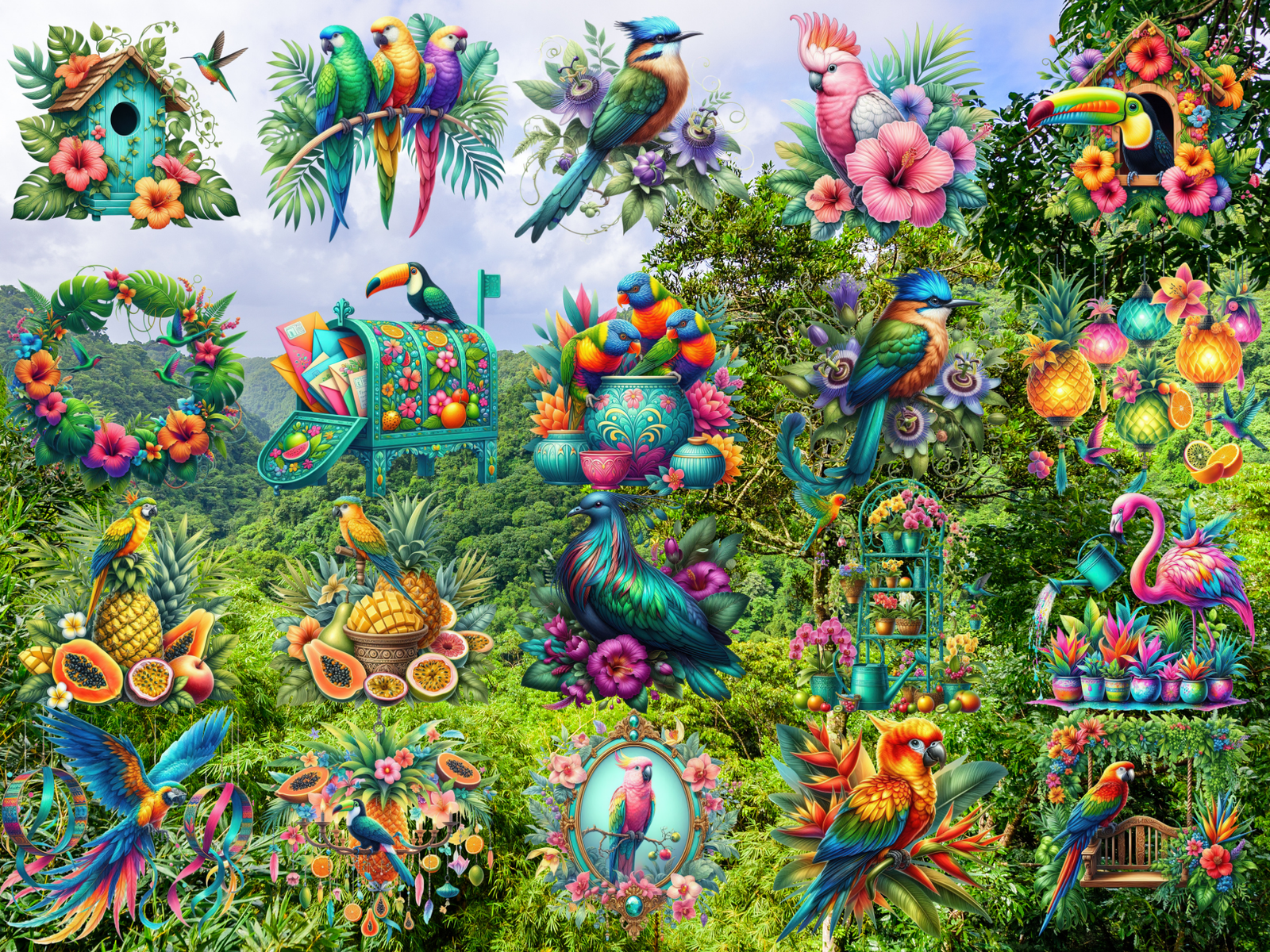 Tropical Bird Garden Clipart (LIMITED EDITION BUNDLE) image 6