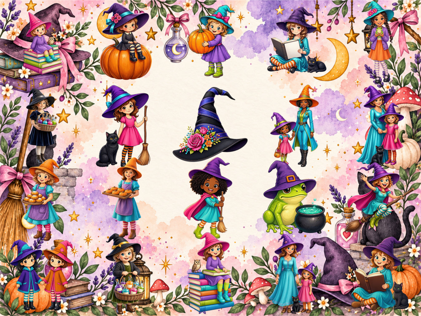 Little Witch Friends Clipart (LIMITED EDITION BUNDLE) image 6