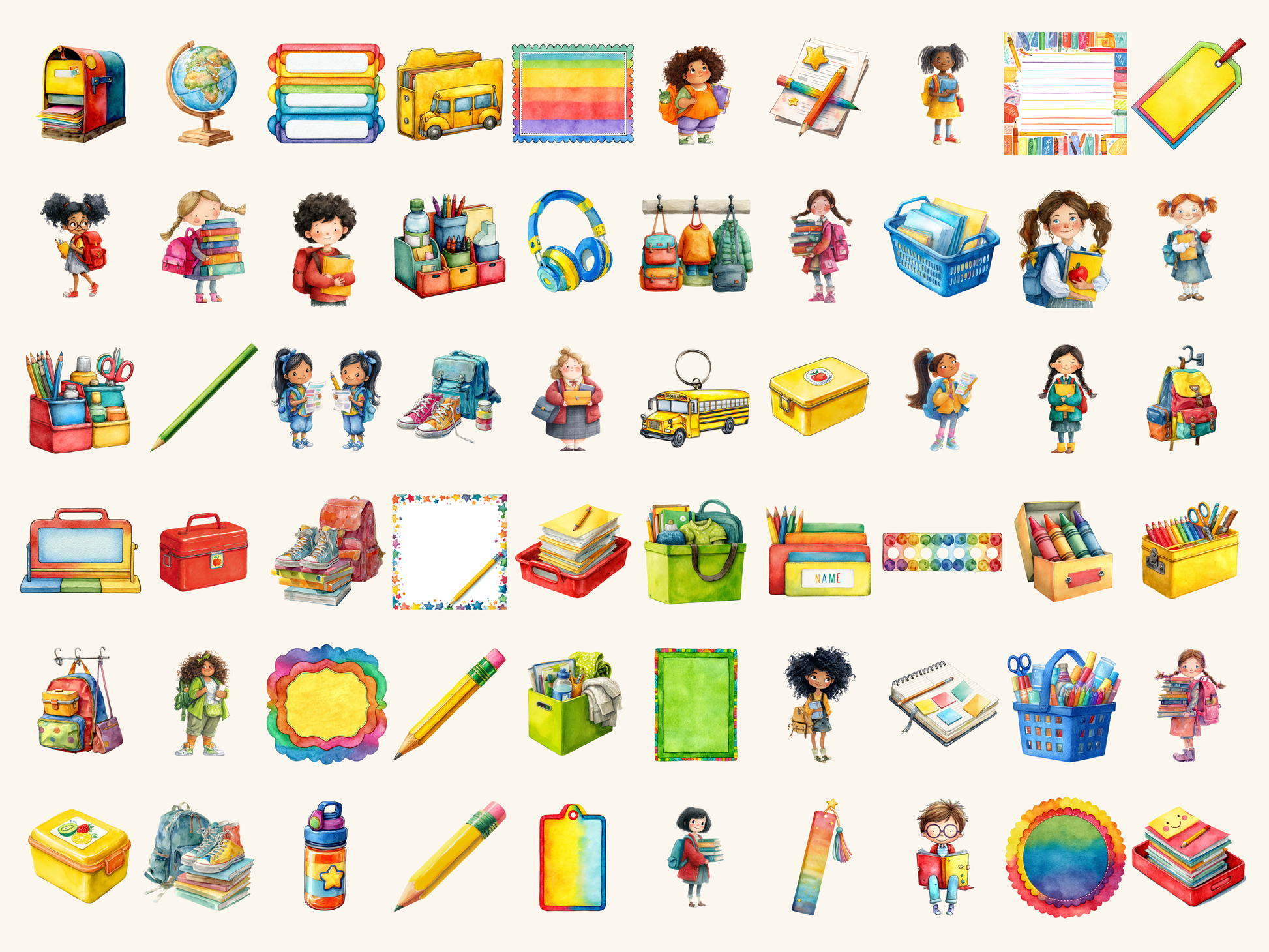 Back to School Watercolor Clipart
