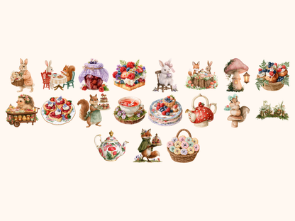 Forest Tea Party Watercolor Clipart