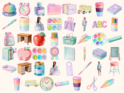 Pastel Teacher Watercolor Clipart