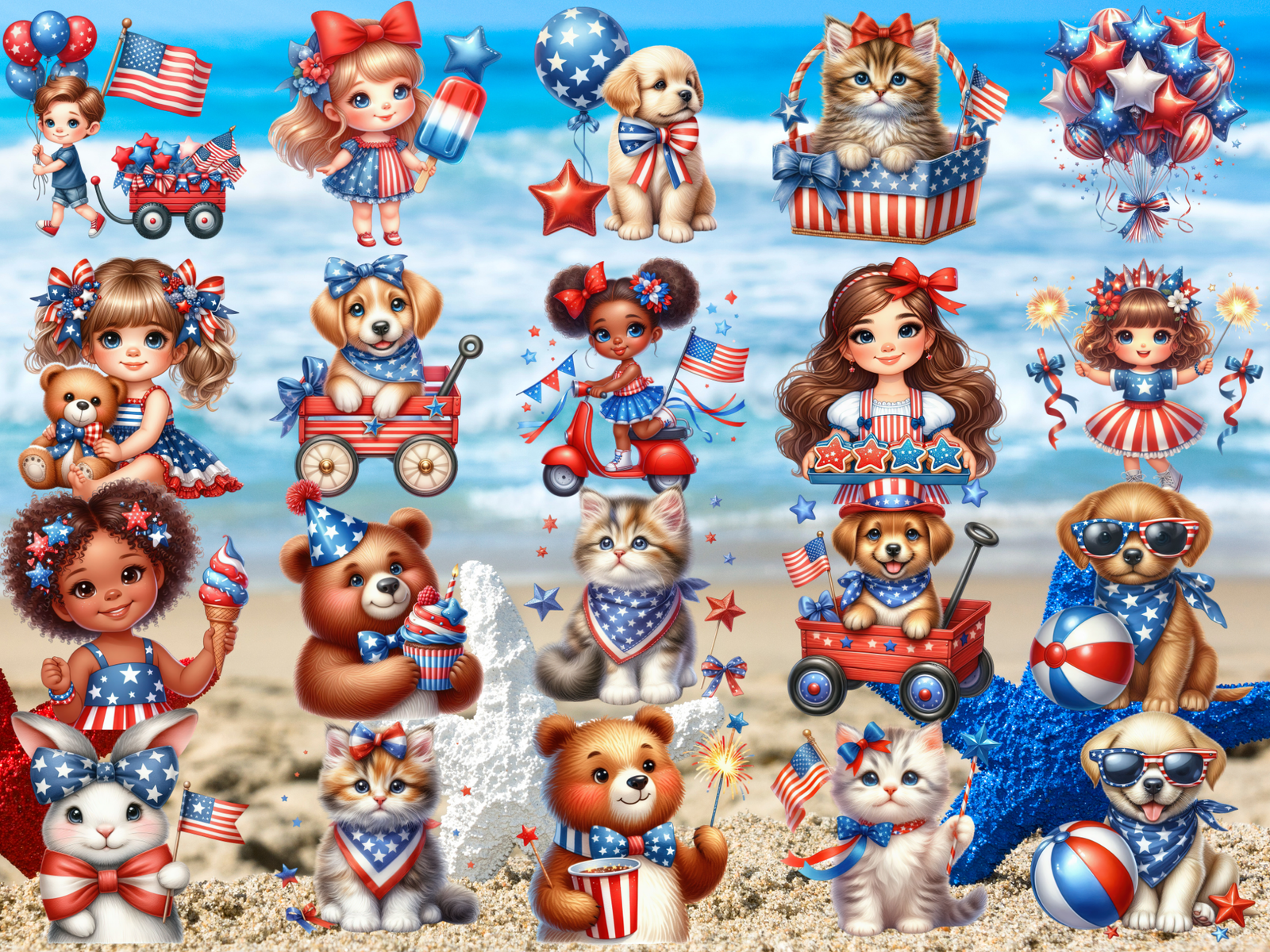 Fourth of July Cuties Clipart (LIMITED EDITION BUNDLE) image 7