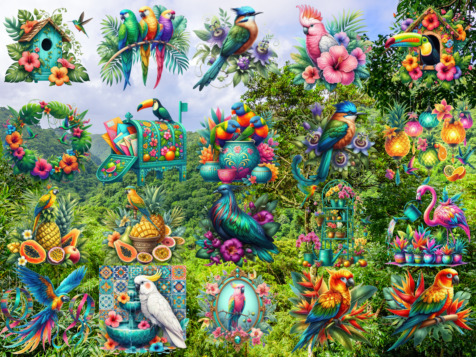 Tropical Bird Garden Clipart (LIMITED EDITION BUNDLE) image 7