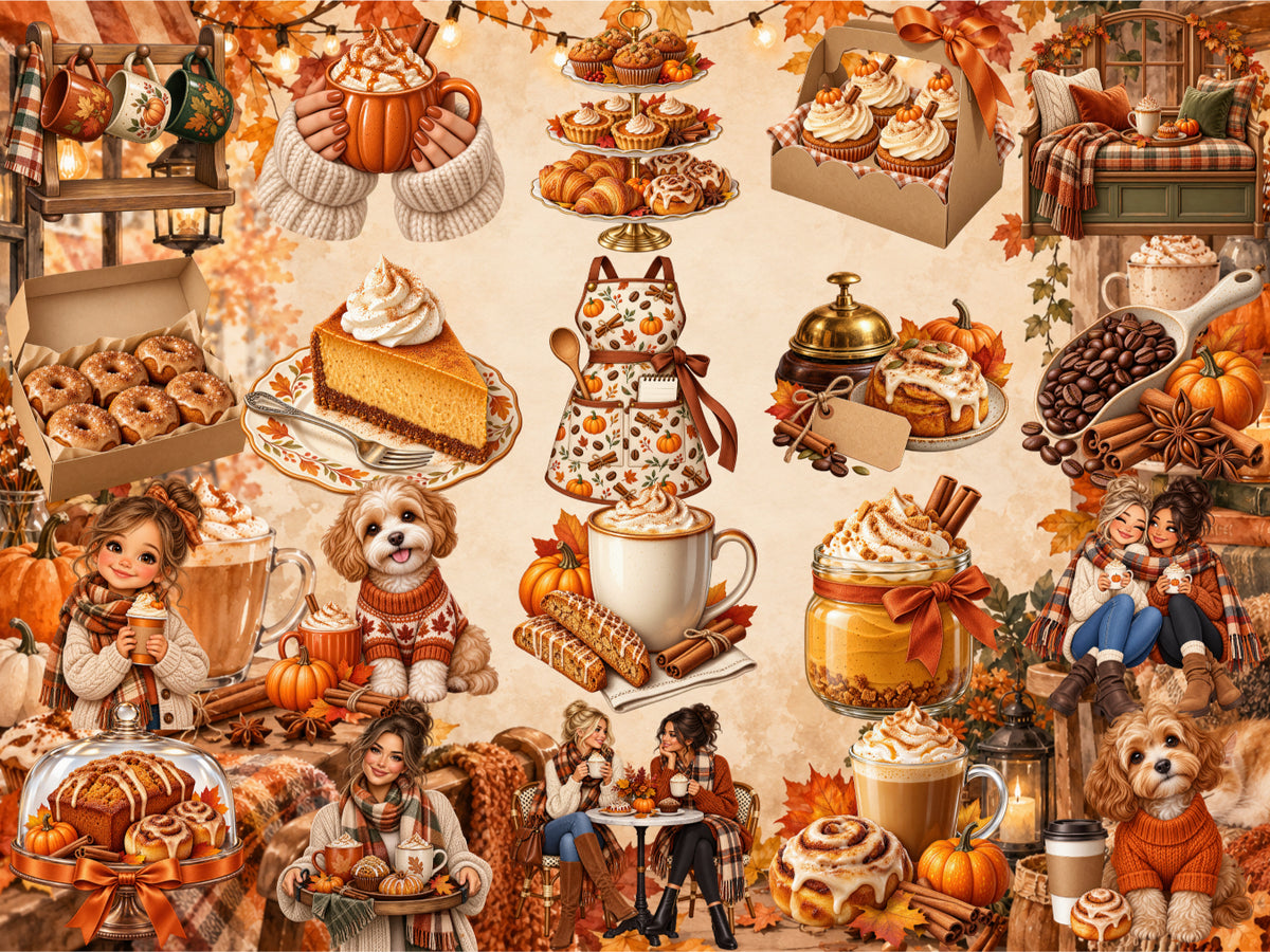 Pumpkin Spice Cafe Clipart (LIMITED EDITION BUNDLE) image 6