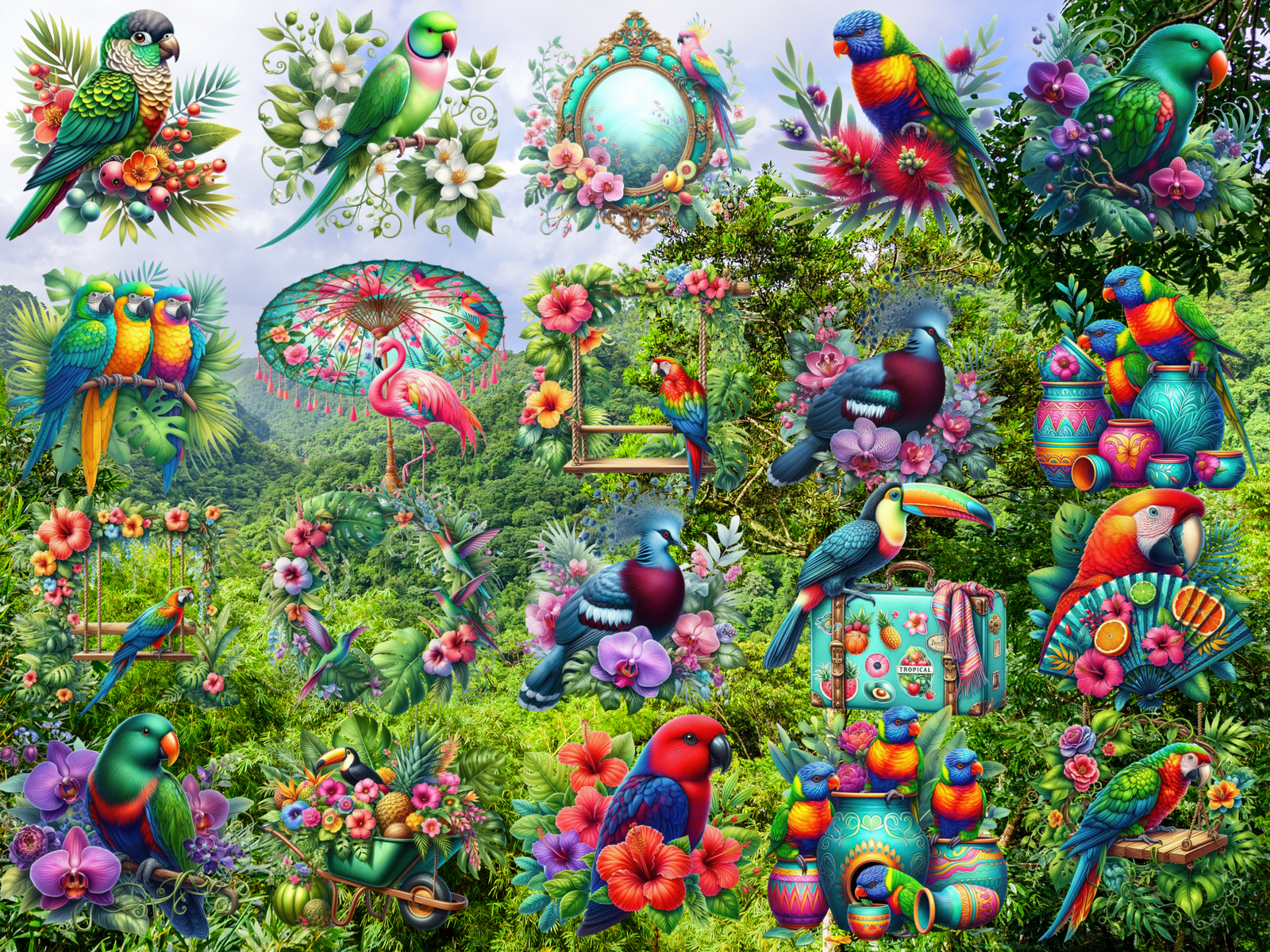 Tropical Bird Garden Clipart (LIMITED EDITION BUNDLE) image 8