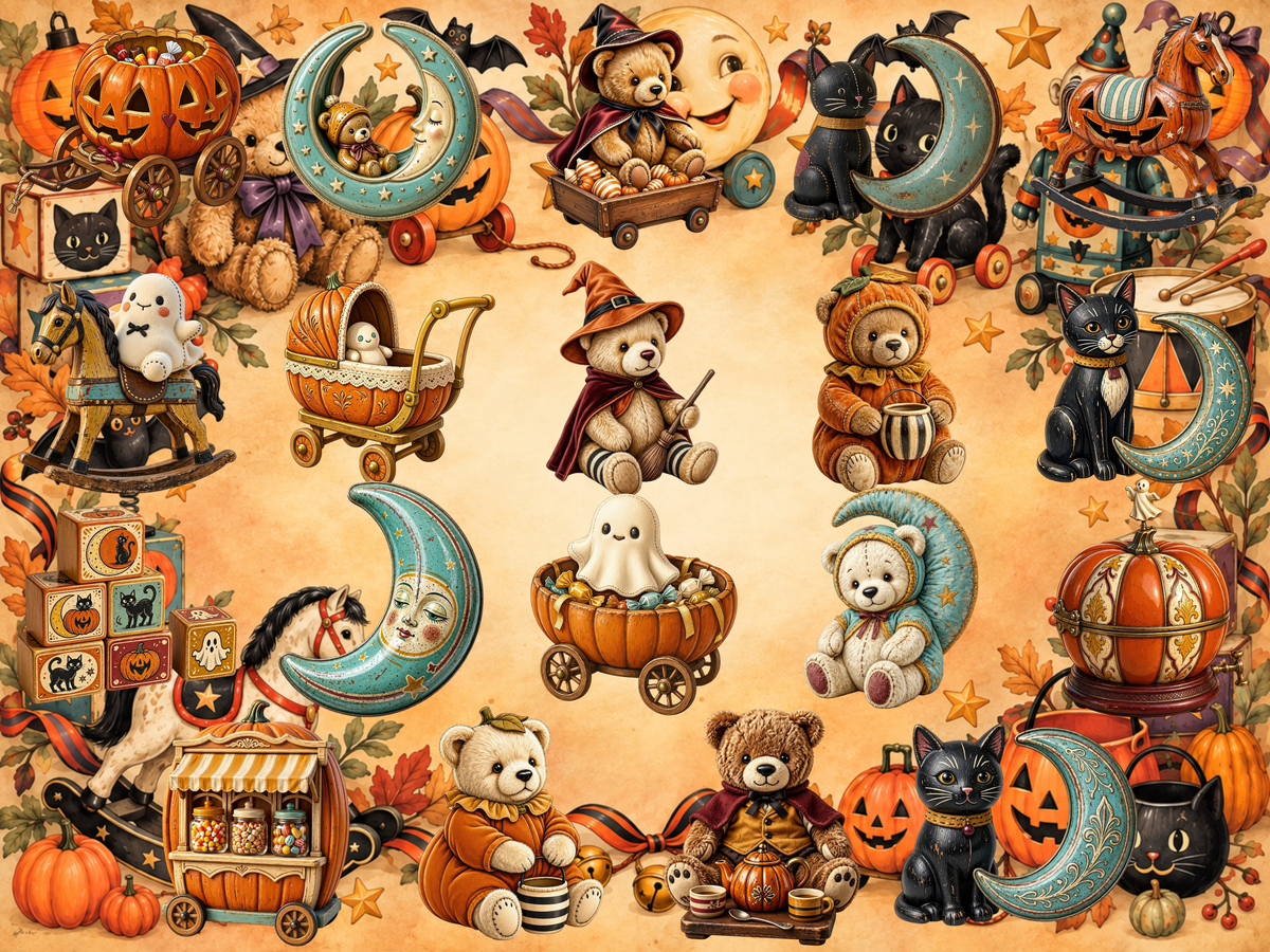 Vintage Halloween Toys Clipart (LIMITED EDITION BUNDLE) image 8