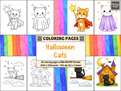 Halloween Cats coloring pages