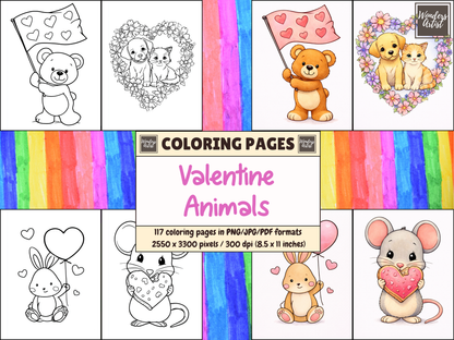 Valentine Animals coloring pages