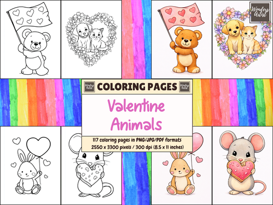 Valentine Animals coloring pages
