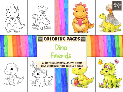 Dino Friends coloring pages