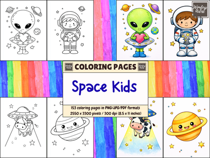 Space Kids coloring pages