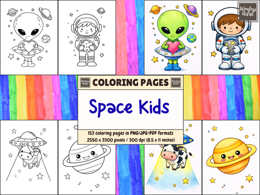 Space Kids coloring pages