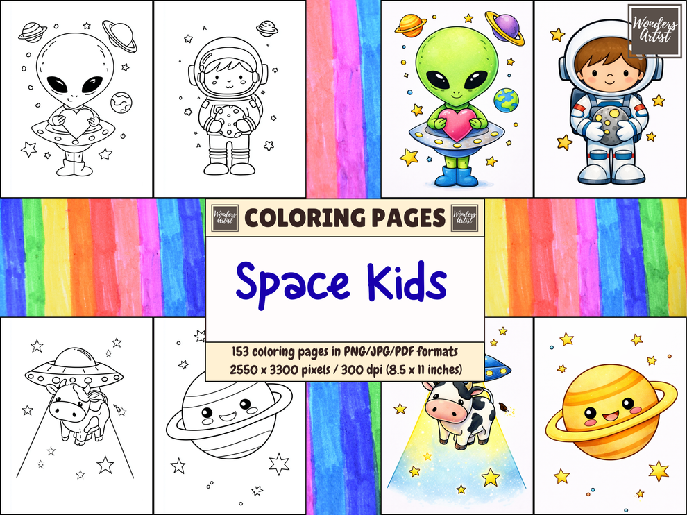 Space Kids Coloring Pages — WondersArtist