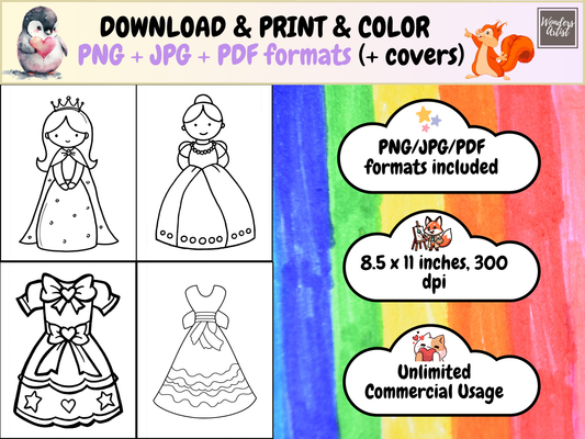 Princess Dresses coloring pages