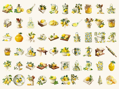 Lemon Kitchen Watercolor Clipart