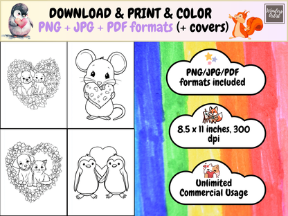 Valentine Animals coloring pages