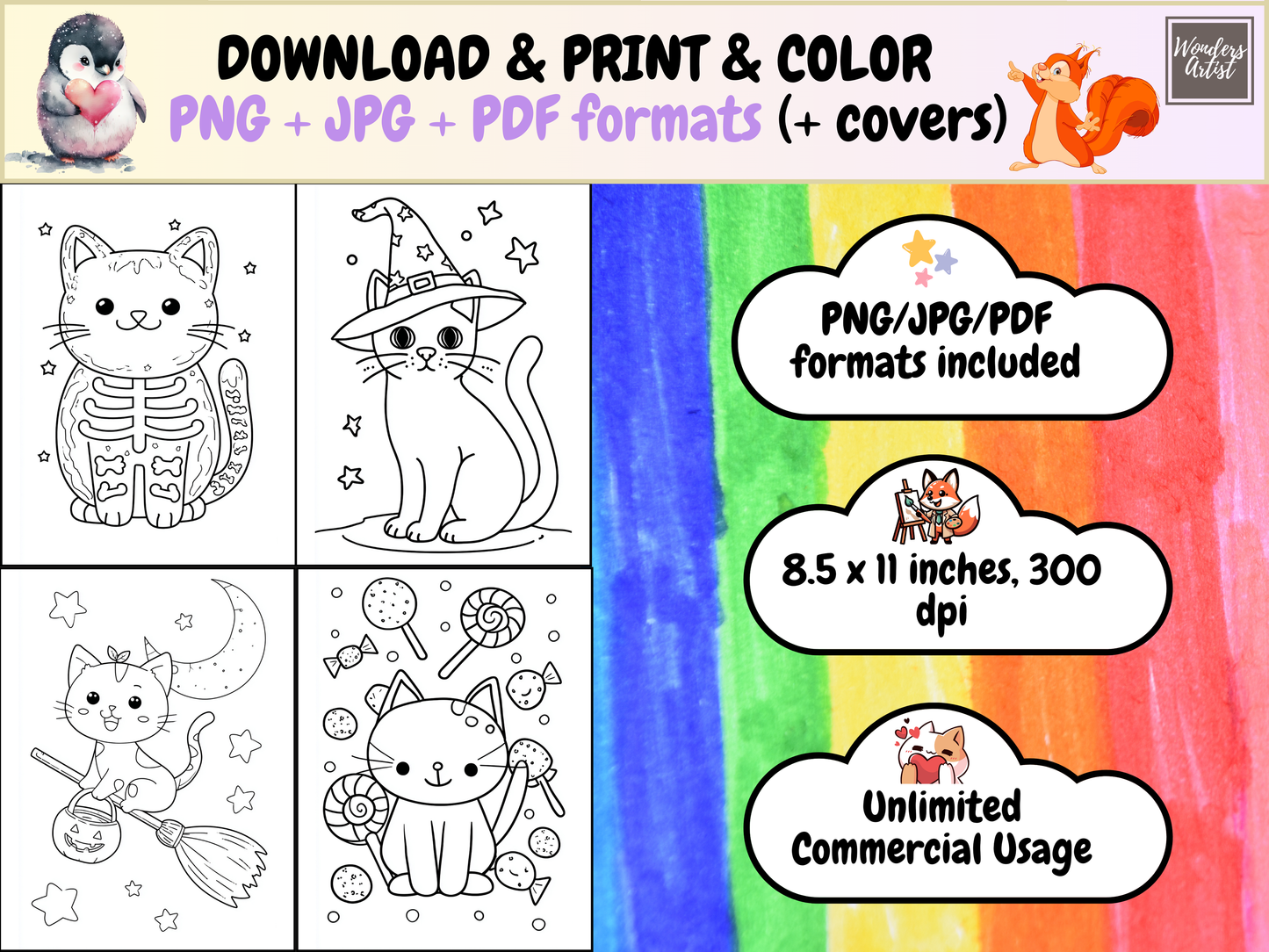 Halloween Cats coloring pages