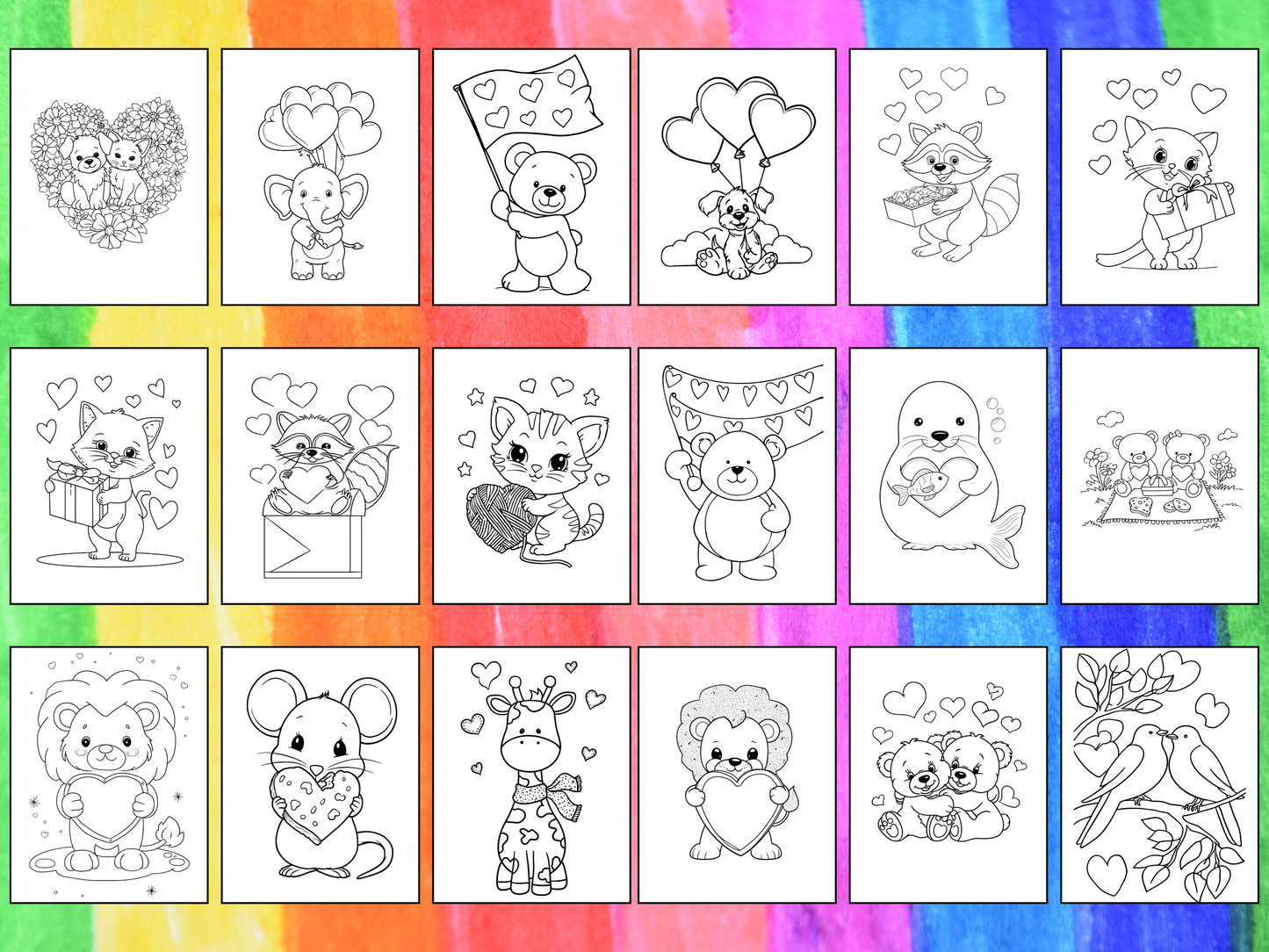 Valentine Animals coloring pages