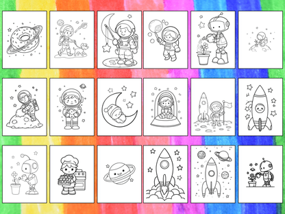 Space Kids coloring pages