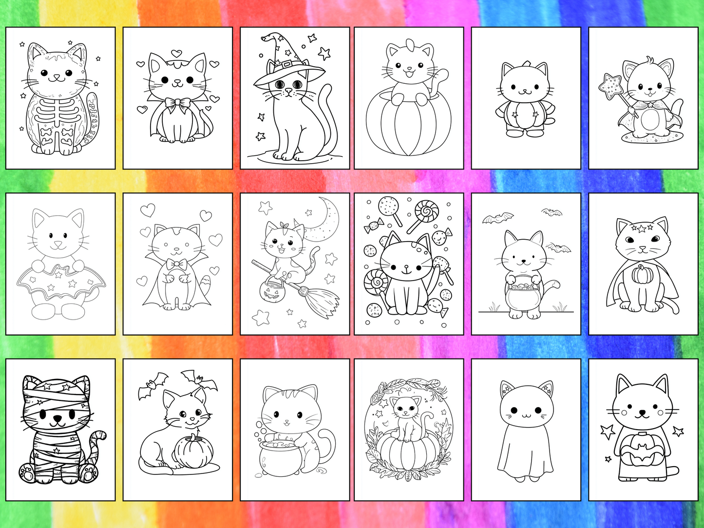 Halloween Cats coloring pages