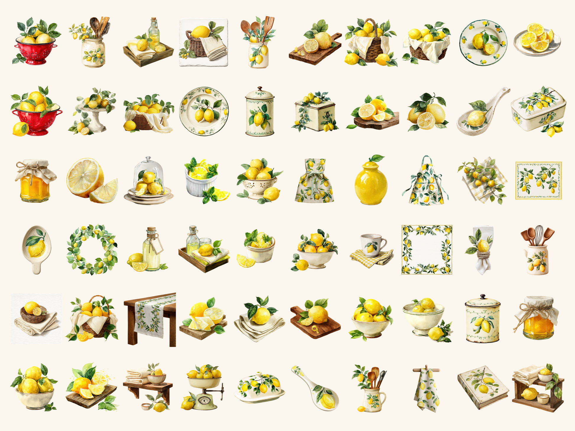 Lemon Kitchen Watercolor Clipart