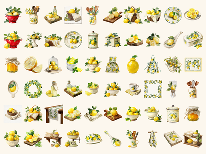 Lemon Kitchen Watercolor Clipart