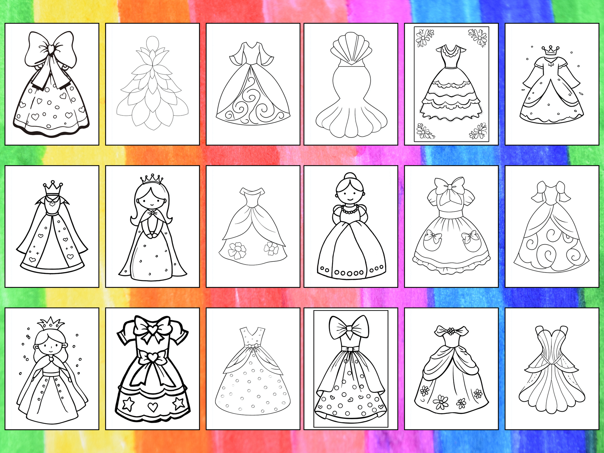 Princess Dresses coloring pages