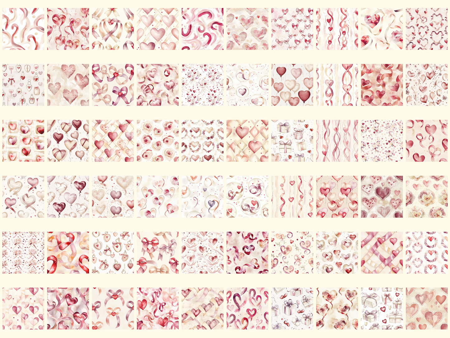 Ribbon Hearts Digital Paper