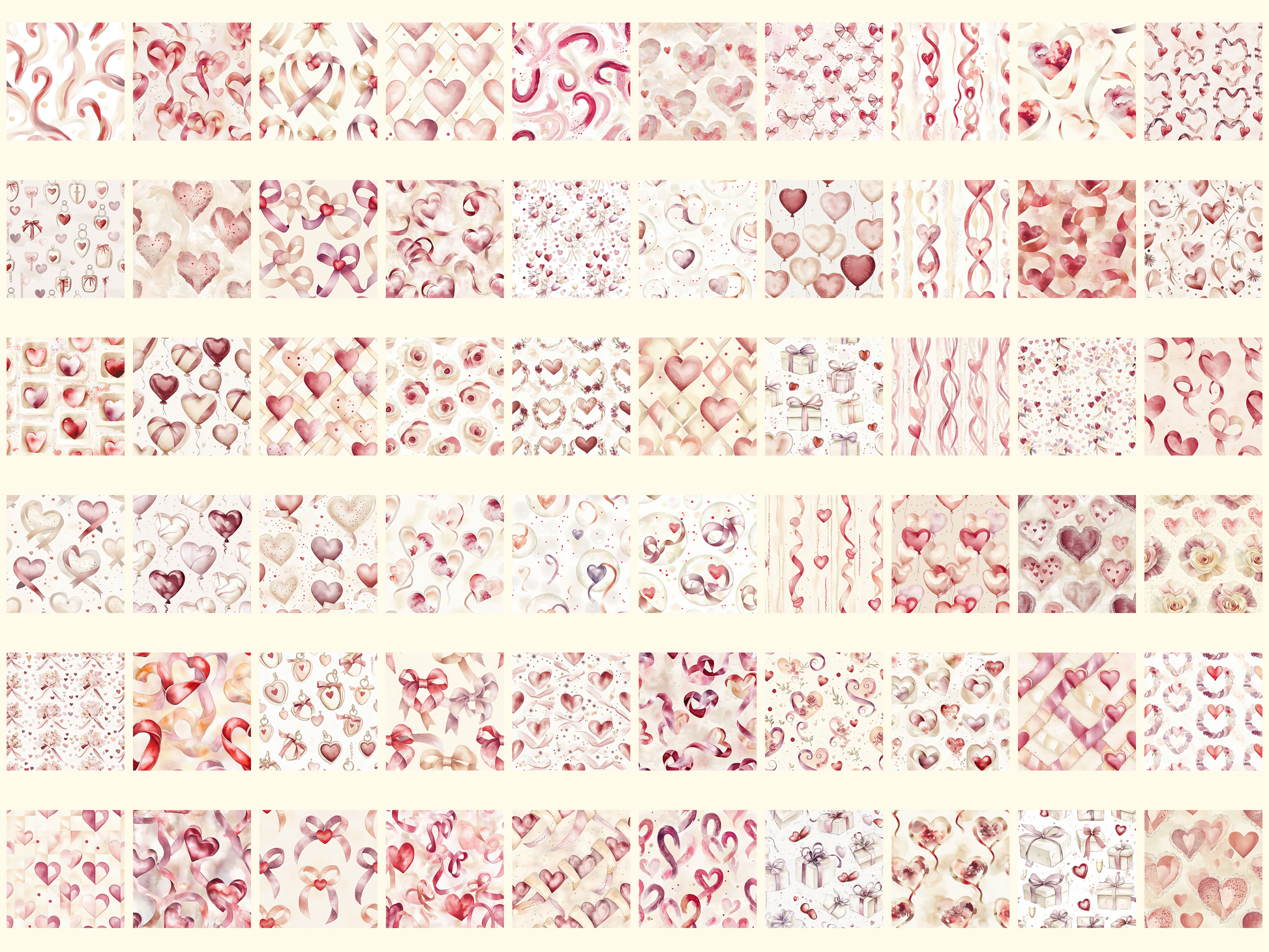 Ribbon Hearts Digital Paper