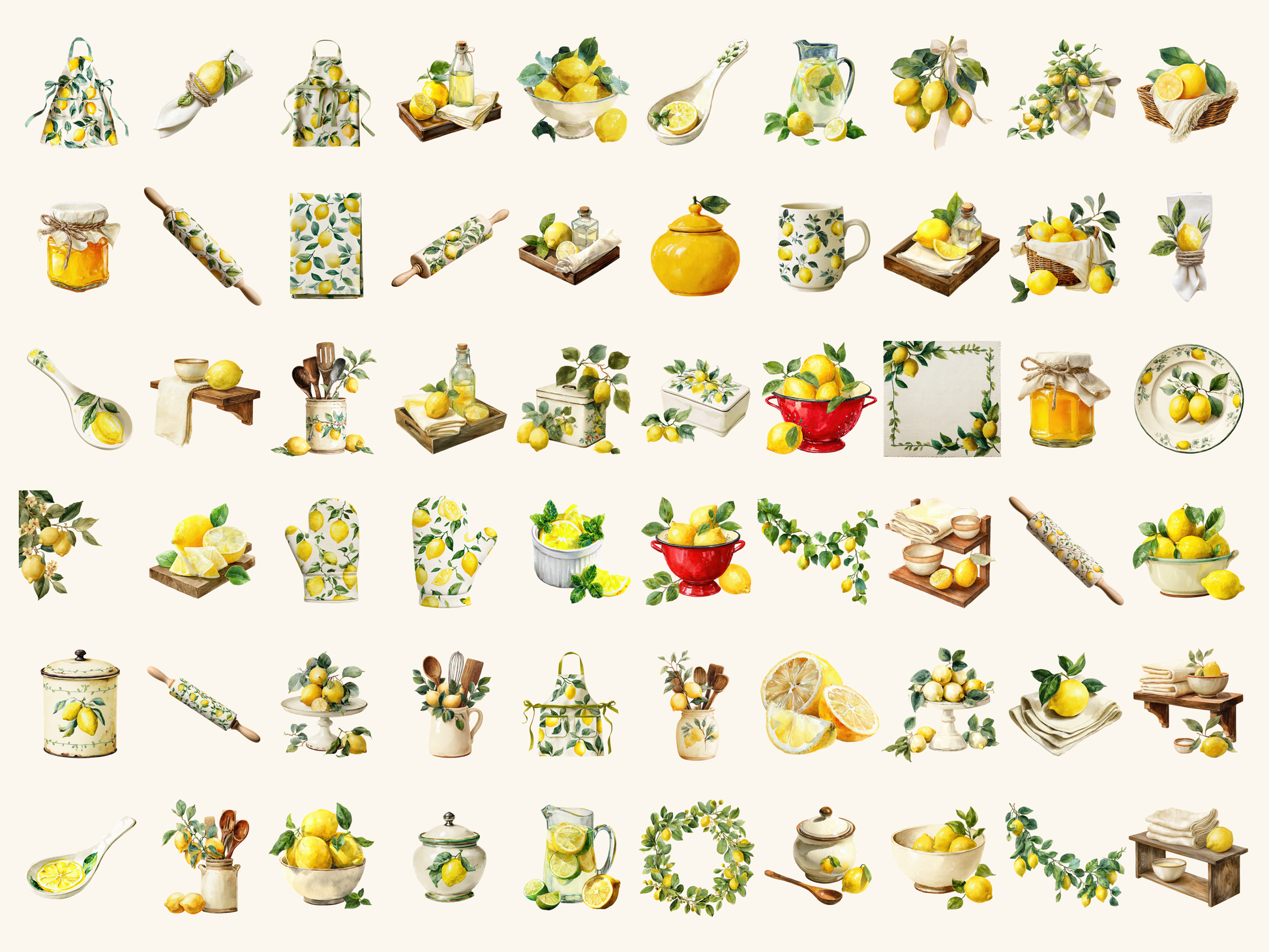 Lemon Kitchen Watercolor Clipart