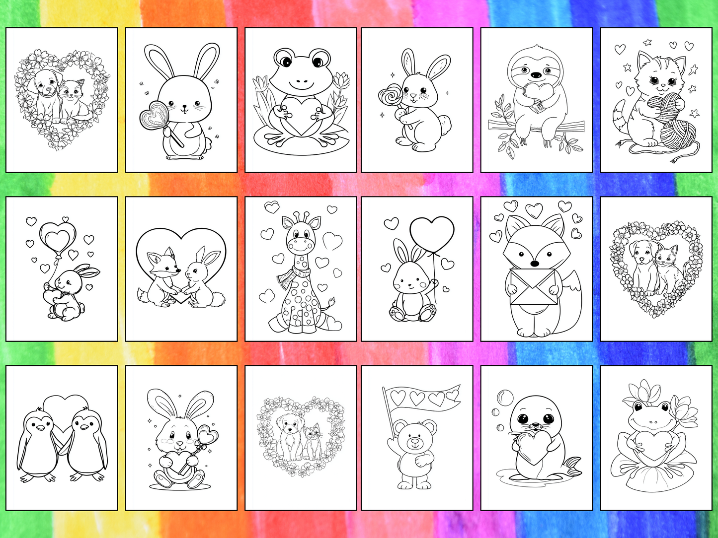 Valentine Animals coloring pages