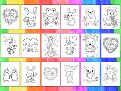 Valentine Animals coloring pages