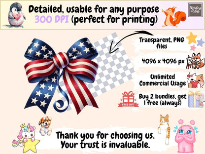 4th of July Bows Clipart new bundles all - Wonders Artist