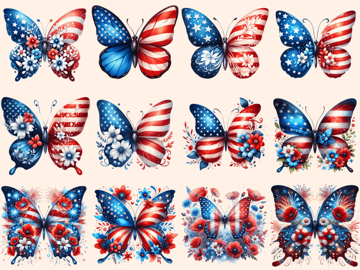 4th of July Butterflies Clipart autopost butterfly graphics Butterfly July 4 - WondersArtist