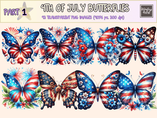 4th of July Butterflies Clipart autopost butterfly graphics Butterfly July 4 - WondersArtist