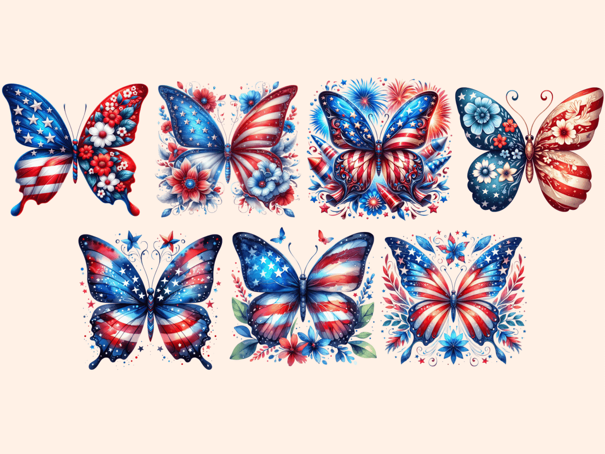 4th of July Butterflies Clipart autopost butterfly graphics Butterfly July 4 - WondersArtist