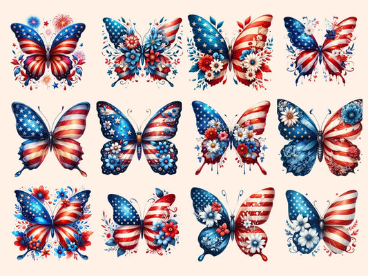 4th of July Butterflies Clipart