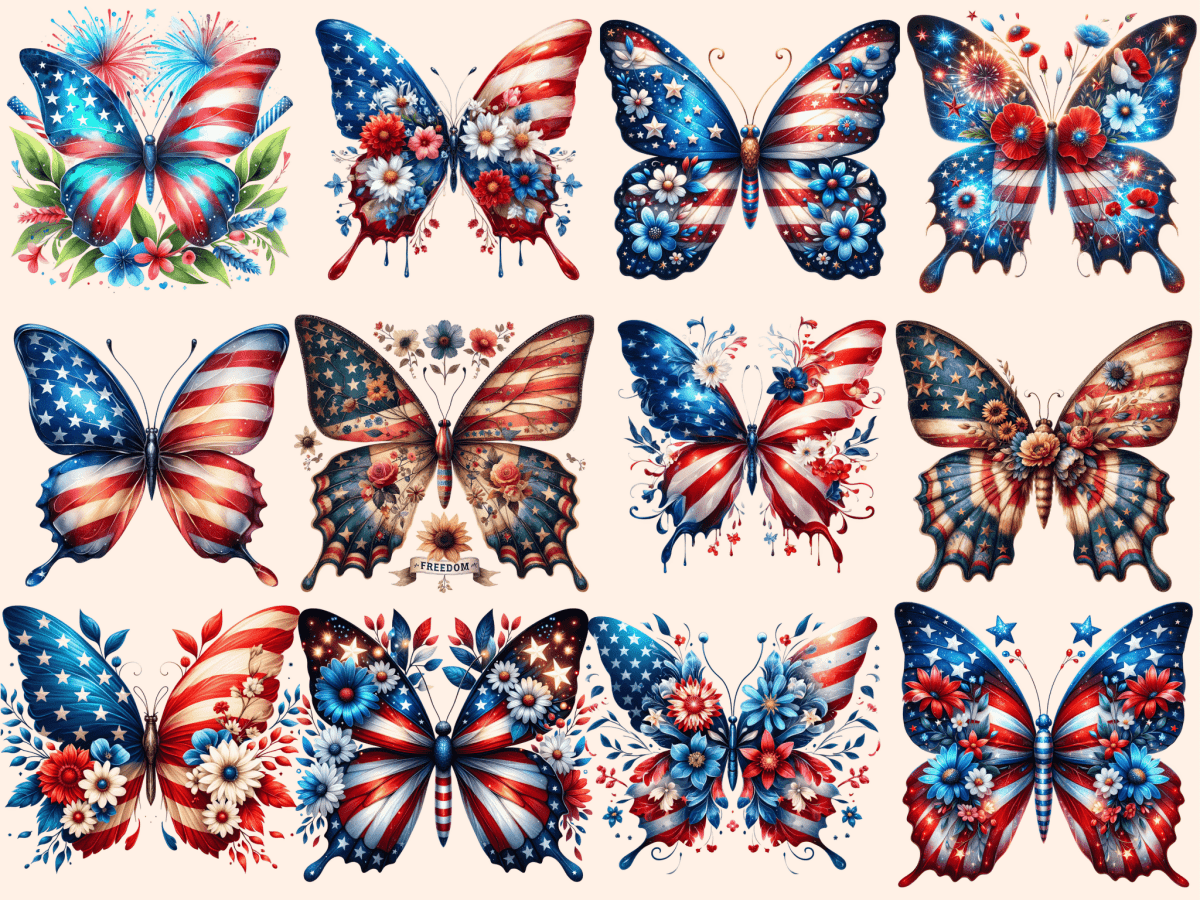 4th of July Butterflies Clipart autopost butterfly graphics Butterfly July 4 - WondersArtist
