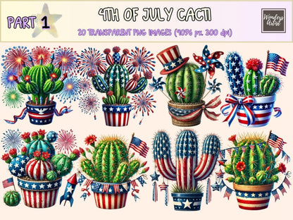 4th of July Cacti (P1) Clipart 4th of july png - Wonders Artist