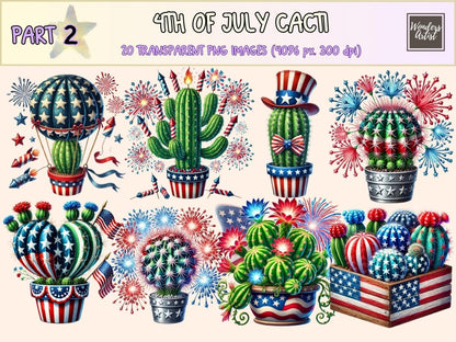 4th of July Cacti (P2) Clipart 4th of july png - Wonders Artist